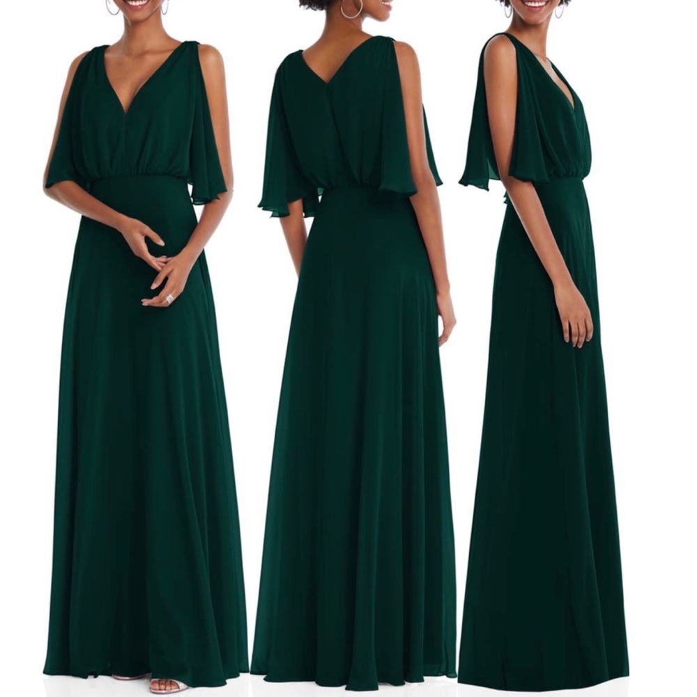 SOLD {Dessy} Split Blouson Sleeve Bridesmaid Dress